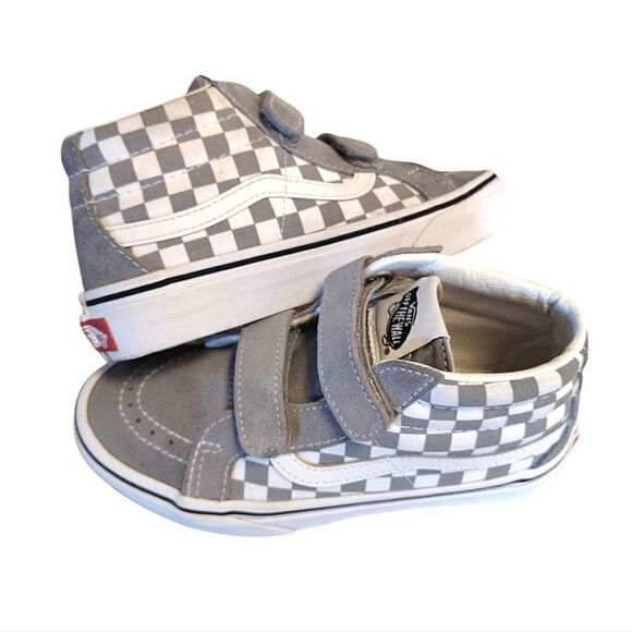 Vans Tradewinds Grey Sk8 Mid Reissue V Checkerboard Sneakers Kids 1.5 - Picture 2 of 16
